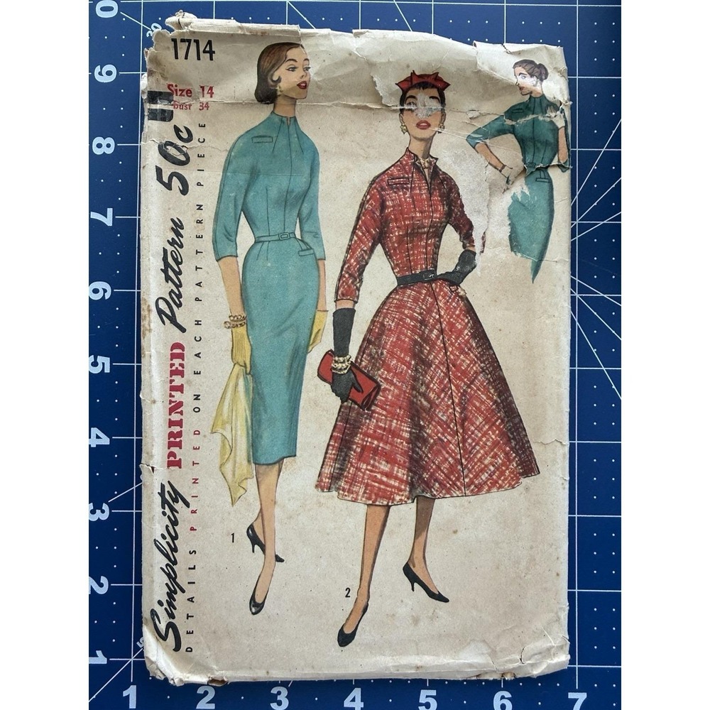VTG Simplicity Pattern 1714 One Piece Sheath or Graceful Flare Dress Size 14 CUT
